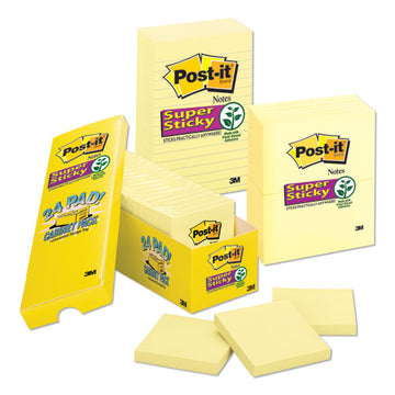 Post-it® Notes Super Sticky Canary Yellow Pads, Lined, 4 X 4, 90-sheet, 6-pack freeshipping - TVN Wholesale